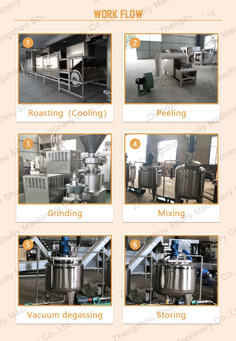 Factory Supply Peanut Roasting Peeling Butter Grinder and Filling Processing Line Nuts Butter Production Line