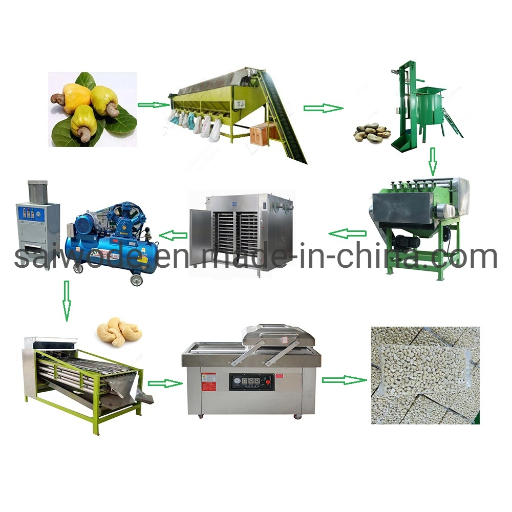 500kg/H Automatic Cashew Nut Sheeling Roasting Production Processing Line with Factory Price