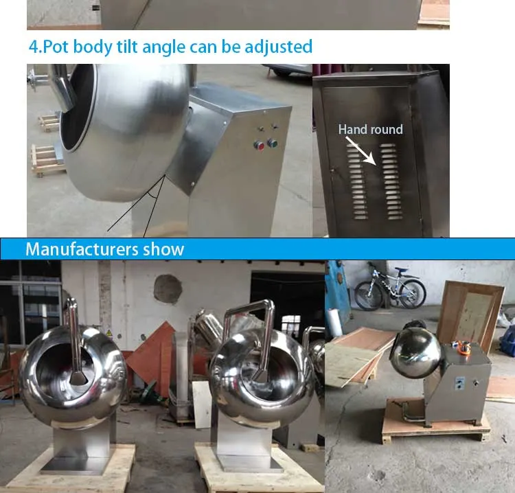 Snack Fcandy Dragee Auto Tablet Spin Coater Caramelized Nuts Coated Peanut Roasting Coating Making Machine