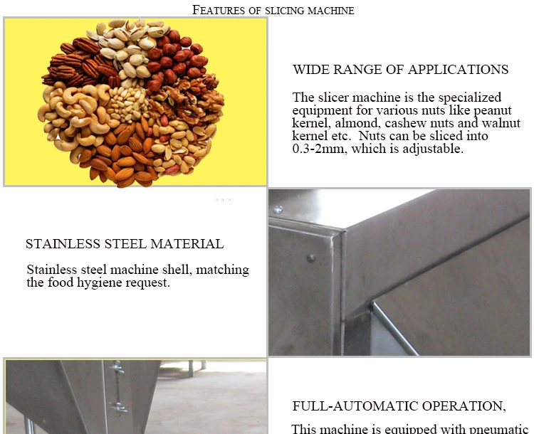 Nut Almond Slicer Cutting Food Processing Peanut Slicing Machine in China Hlqp-600