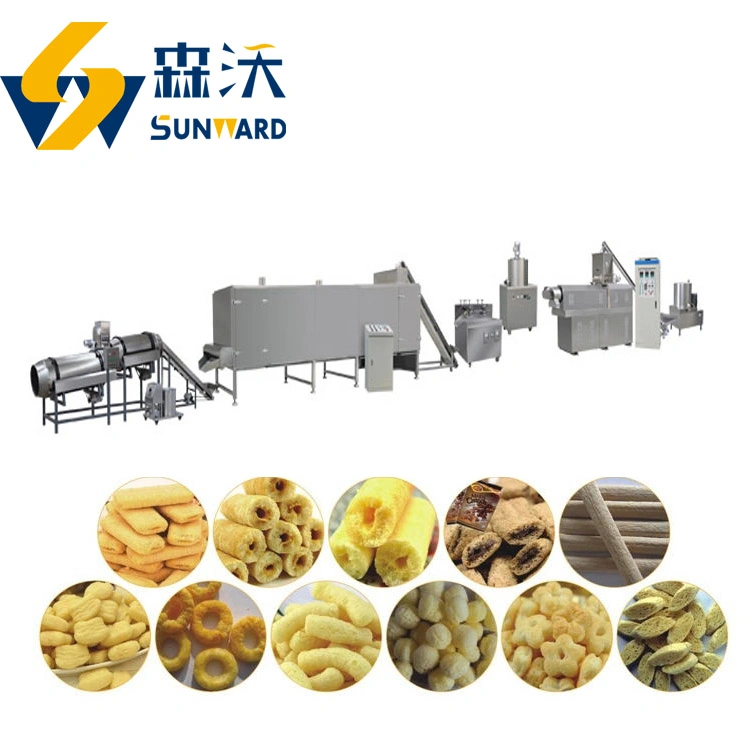Jinan Sunward Machinery Puffed Cashew Nuts Snacks Food Pellet Machine Cheese Ball Processing Lines