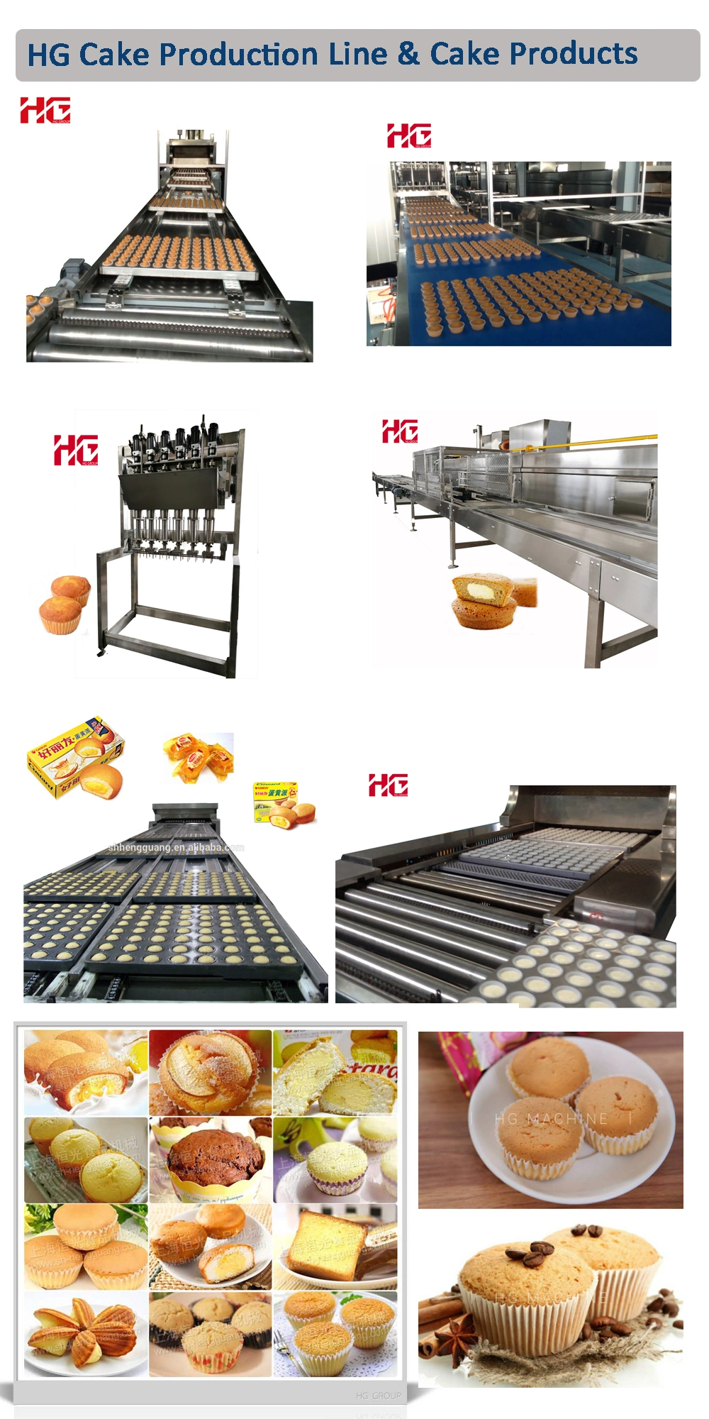 Complete Set Full Automatic Custard Cake and Cup Cake Making Machine