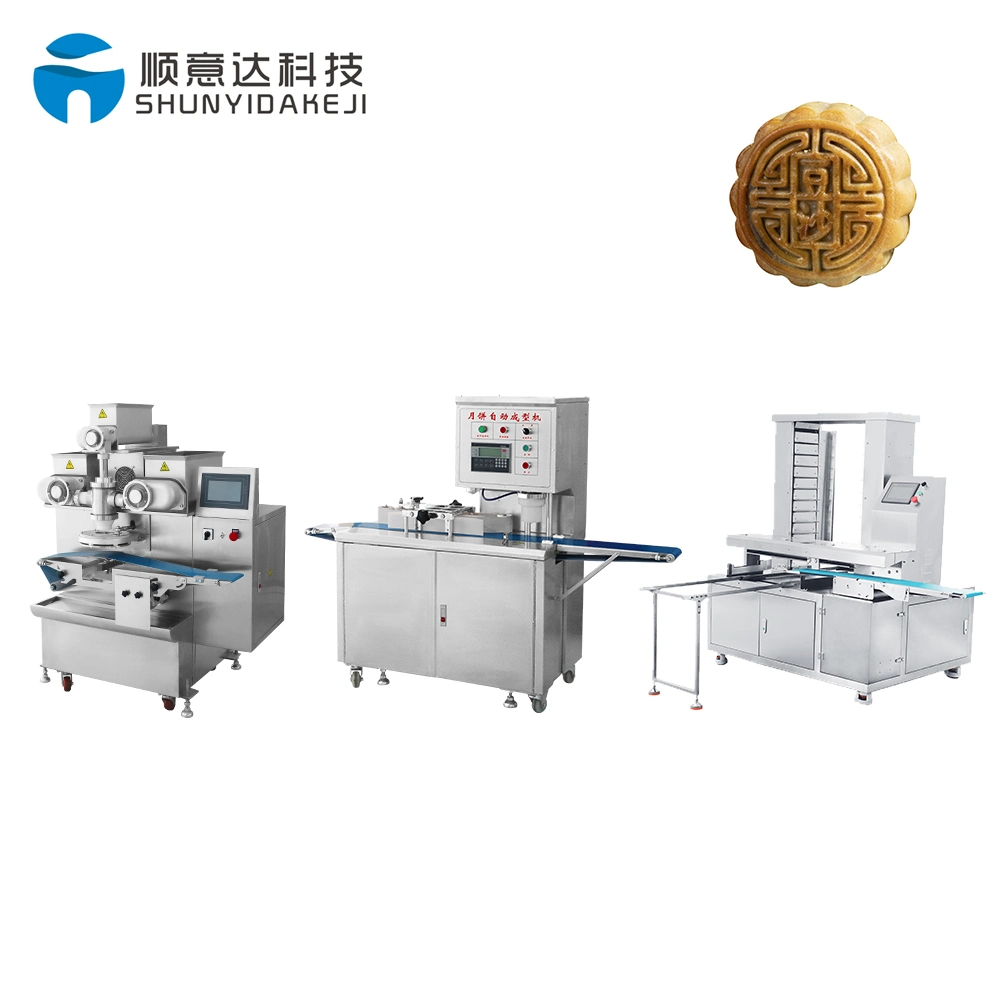 Commercial High Speed Automatic Moon Cake Mochi Production Line Automatic Encrusting Machine