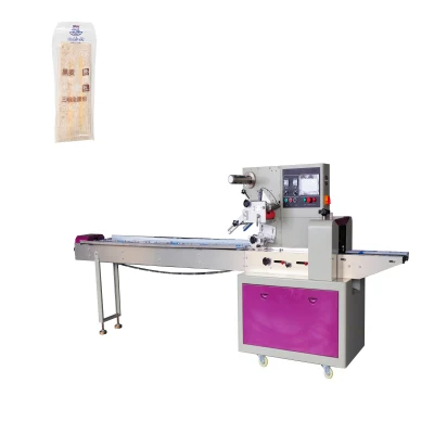Simple to Use Pie Cake Wafer Biscuit Tortilla Spring Roll Sushi Full Automatic Flow Pack Horizontal Sandwich Wrapping Machine